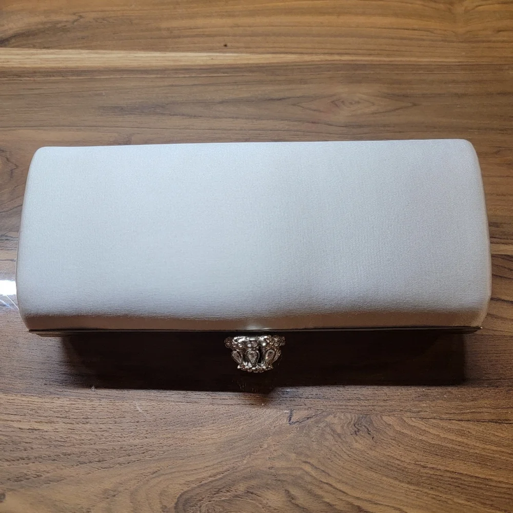 Elegant Bridal/Formal Nordstrom Satin Ivory Small Clutch Bag + Matching Hairpins
